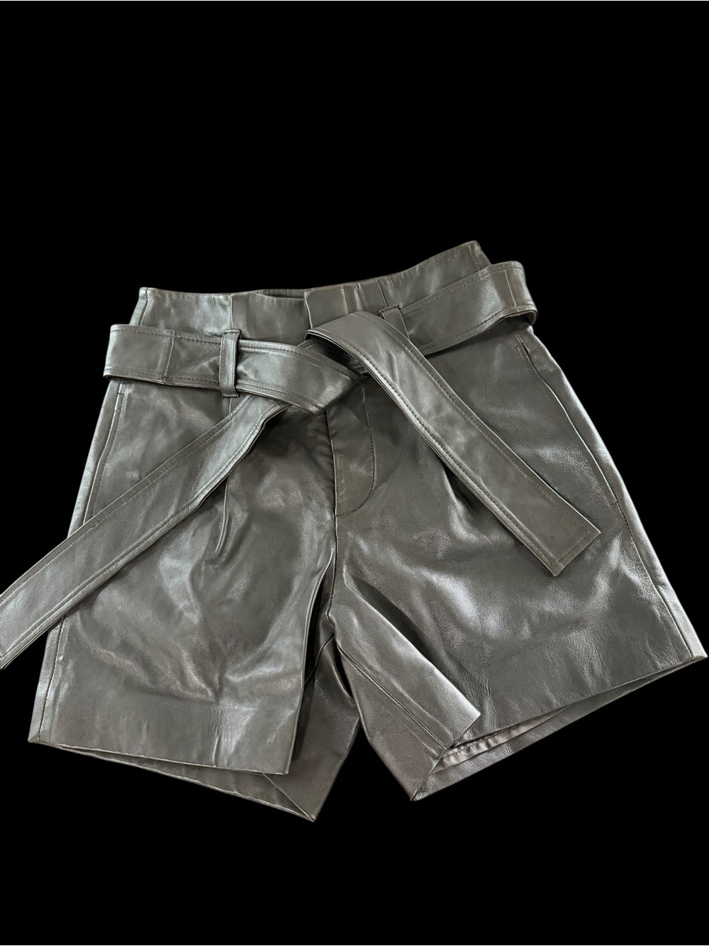 NWT Vanessa Bruno brown Lamb Leather Tie-Waist Shorts